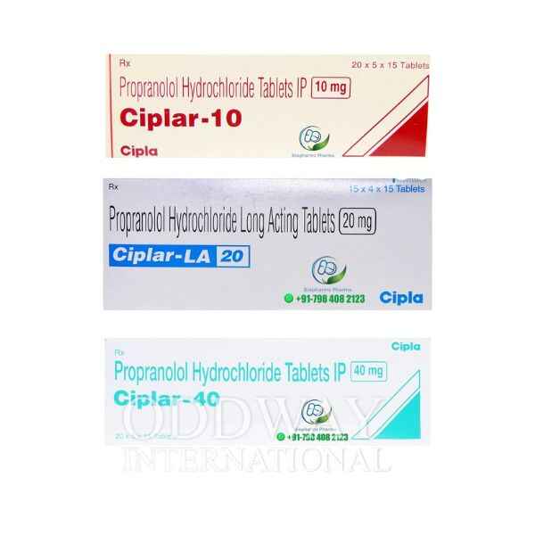 Box of Propranolol 20 mg/40 mg/10 mg tablet