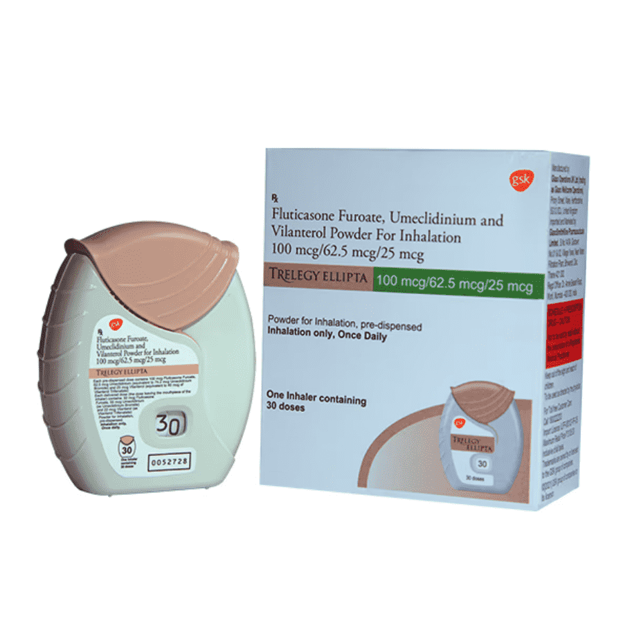 Trelegy Ellipta inhaler pack for COPD and asthma treatment Trelegy Ellipta inhaler pack for COPD and asthma treatment