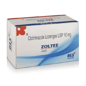 box of Clotrimazole lozenges for oral thrush