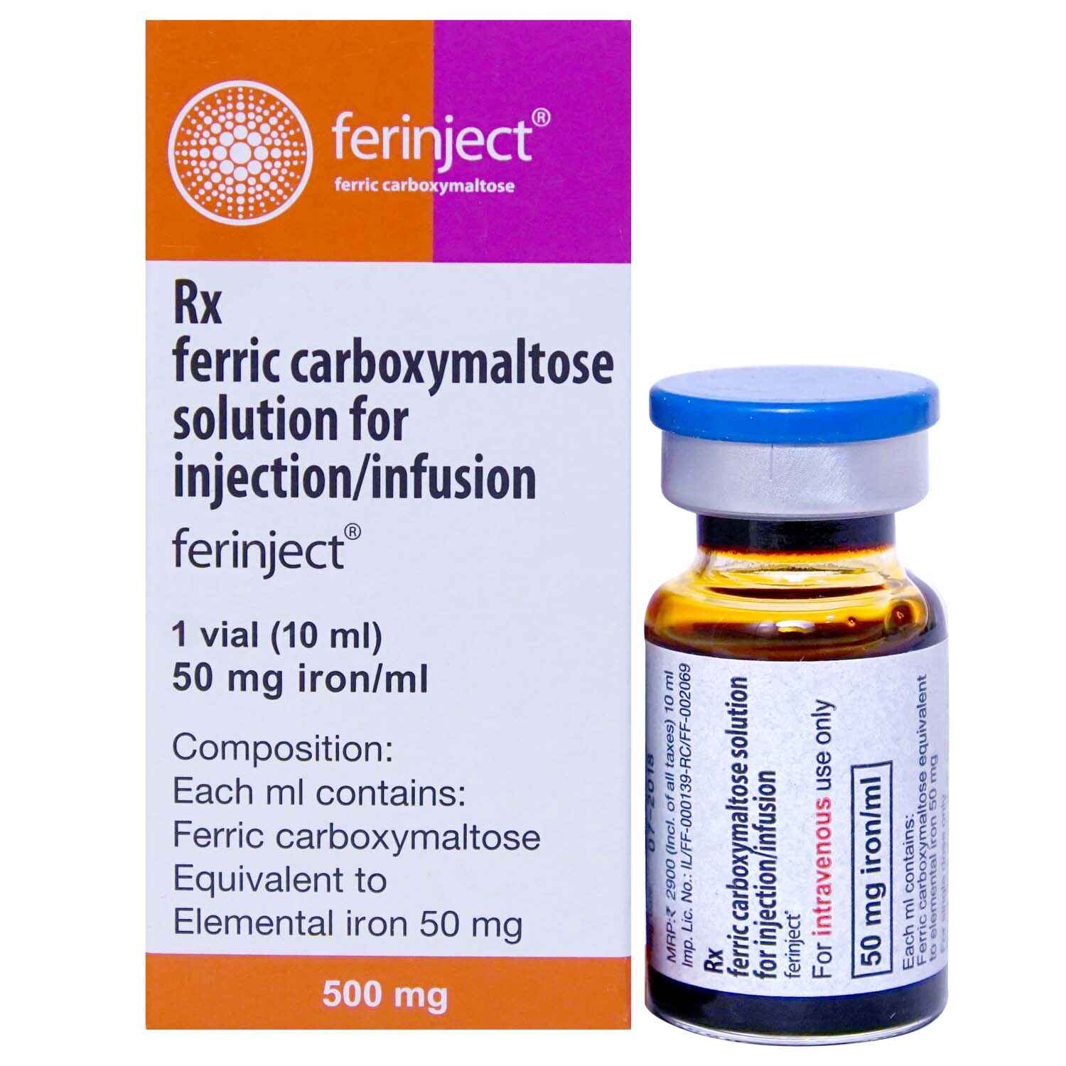 Ferinject 1000mg Injection Ferric Carboxymaltose injection vial for iron deficiency anemia treatment